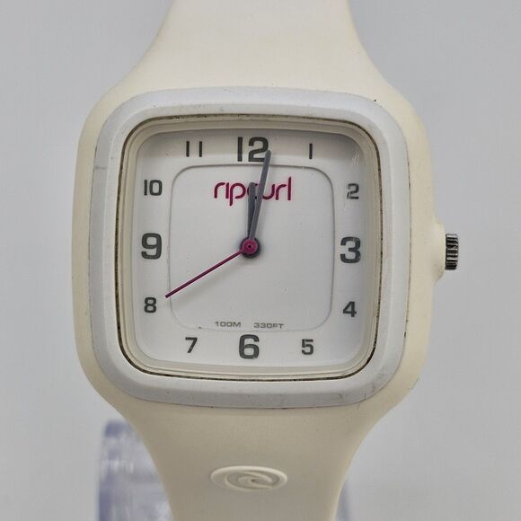 Rip Curl Women's Watch 34MM White Dial White Plastic Band Straps New Battery - Picture 1 of 16